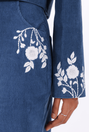 Blue Chikankari Skirt - AMBR INDIA - #tag1# - #tag2# - #tag3# - #tag4#