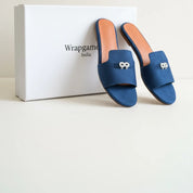 Suede Charm Mules Blue 3 Charms