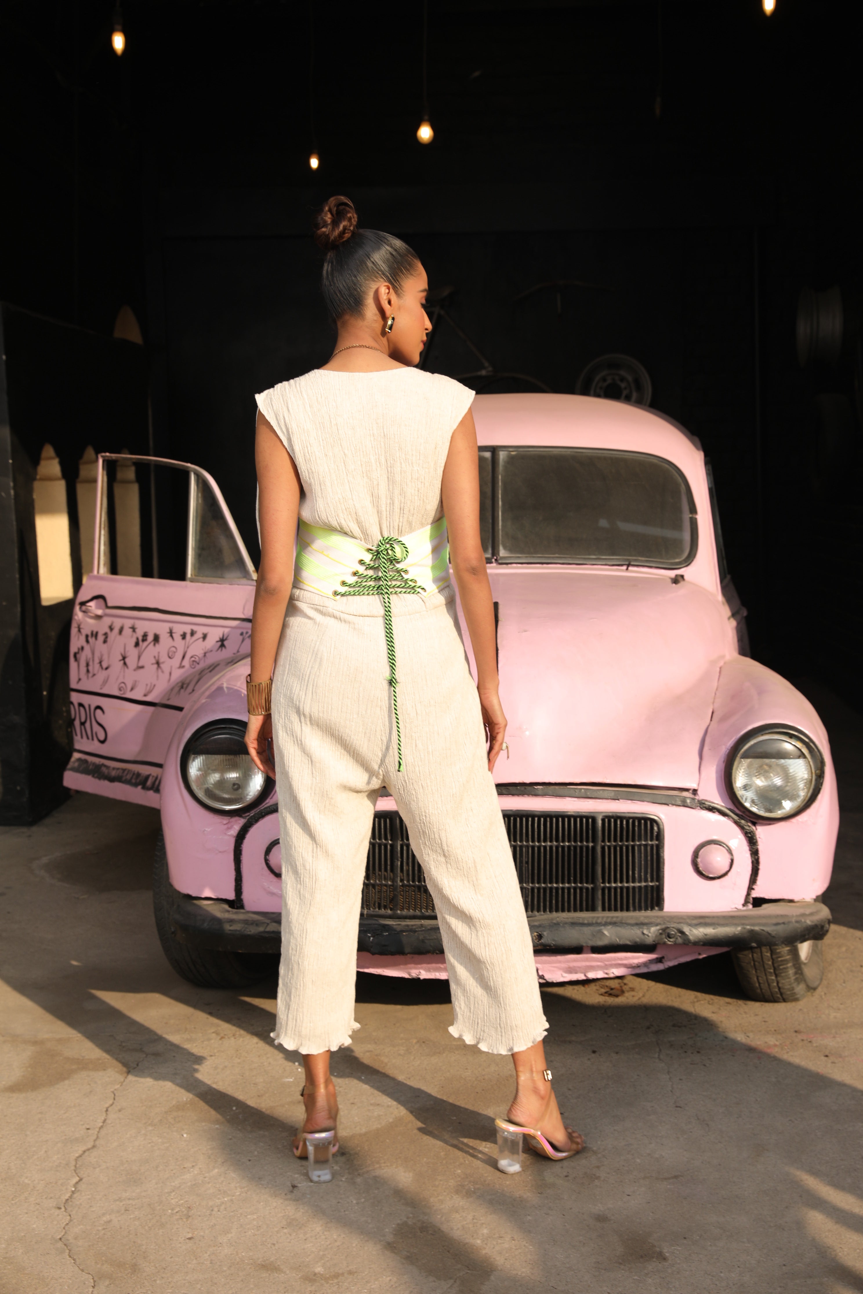 Ibiza Crushed Jumpsuit With Corset