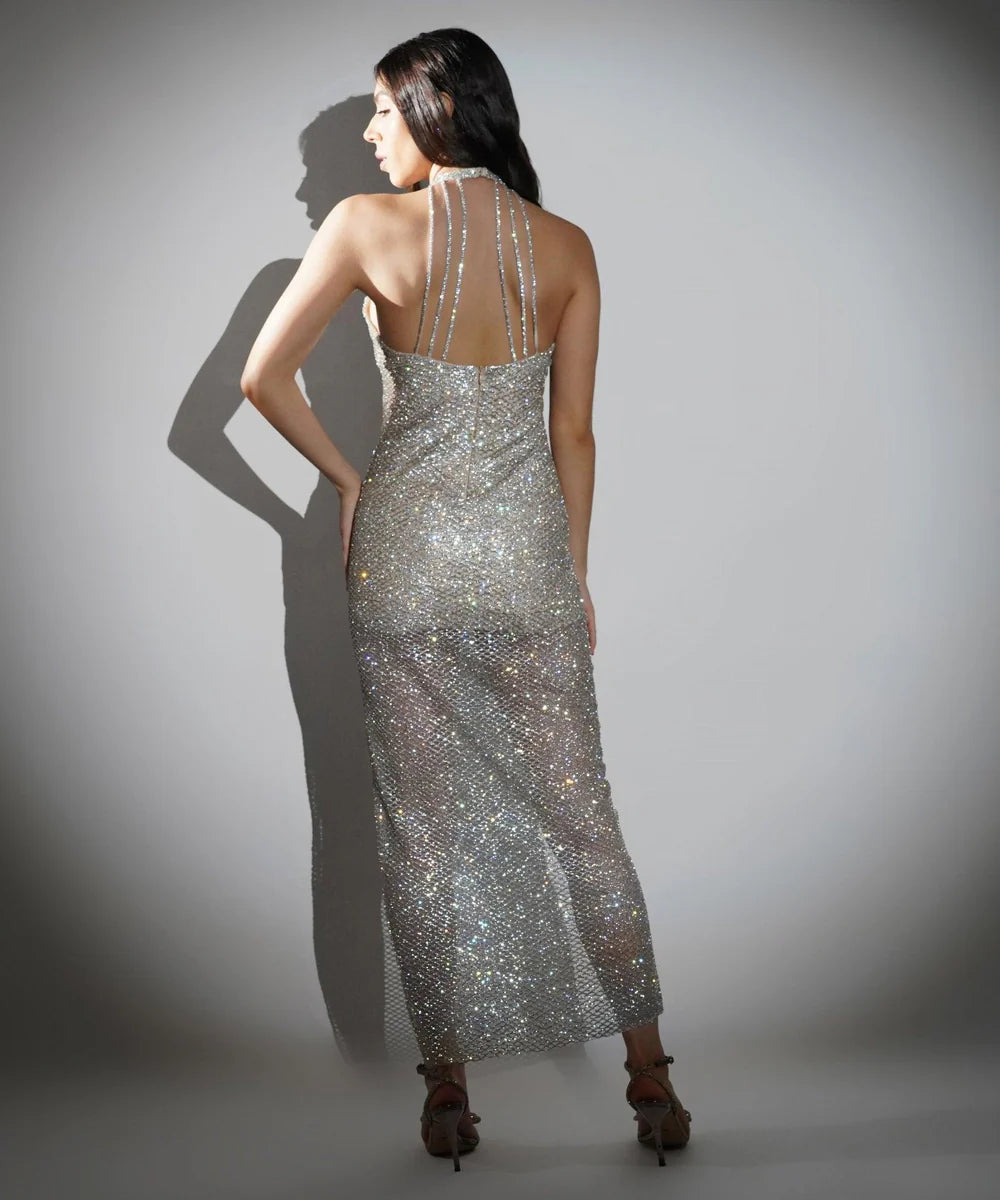 Celeste Rhinestone Embellished Maxi Dress