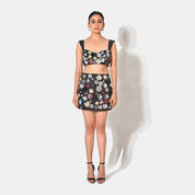 Charlotte Black Floral Sequin Crop Top