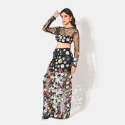 Charlotte Black Floral Sequin Maxi Co-ord Set