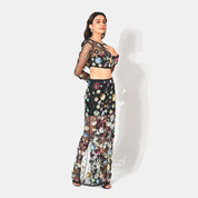 Charlotte Black Floral Sequin Maxi Co-ord Set