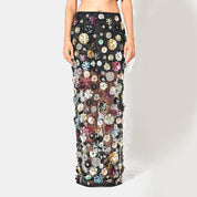 Charlotte Black Floral Sequin Maxi Skirt