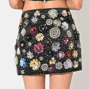 Charlotte Black Floral Sequin Mini Co-ord Set