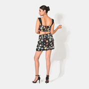 Charlotte Black Floral Sequin Mini Skirt