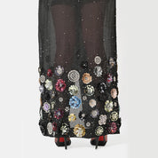 Charlotte Black Floral Sequin Trench Coat