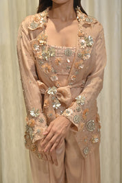 Charlotte Nude Floral Sequin Jacket Co-ord Set