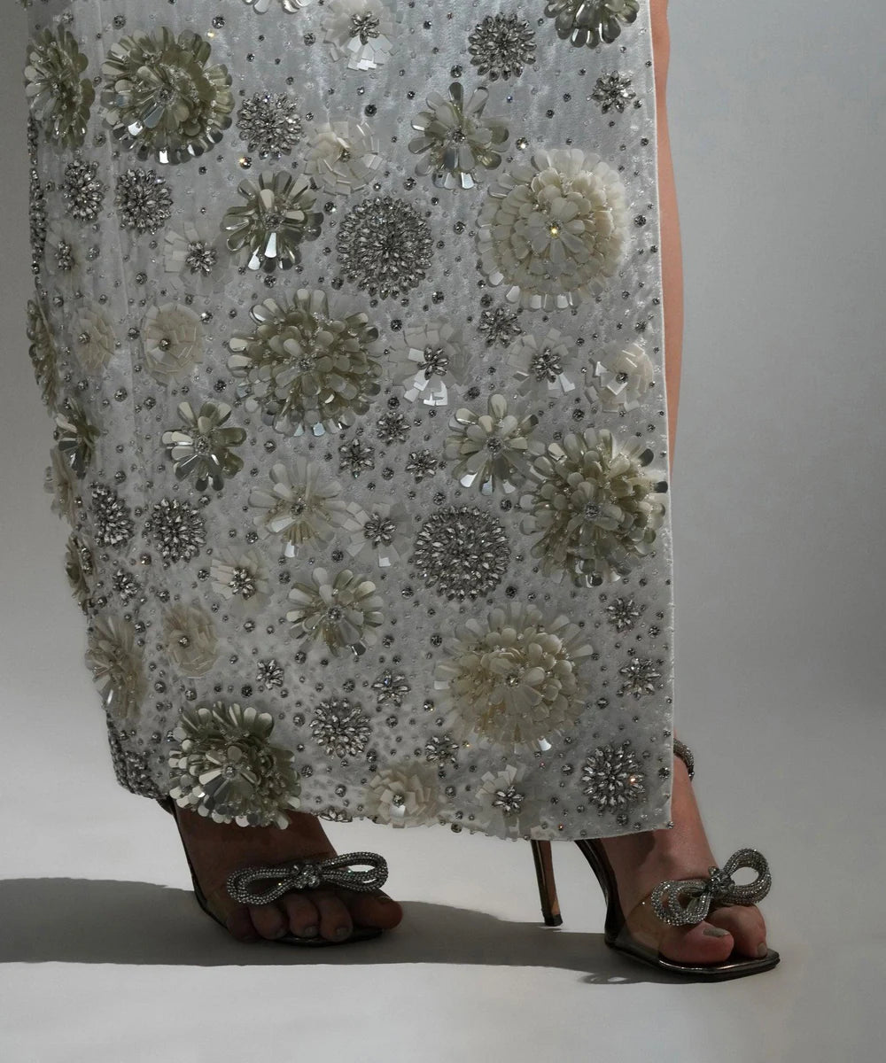 Charlotte White Floral Sequin Maxi Co-ord Set