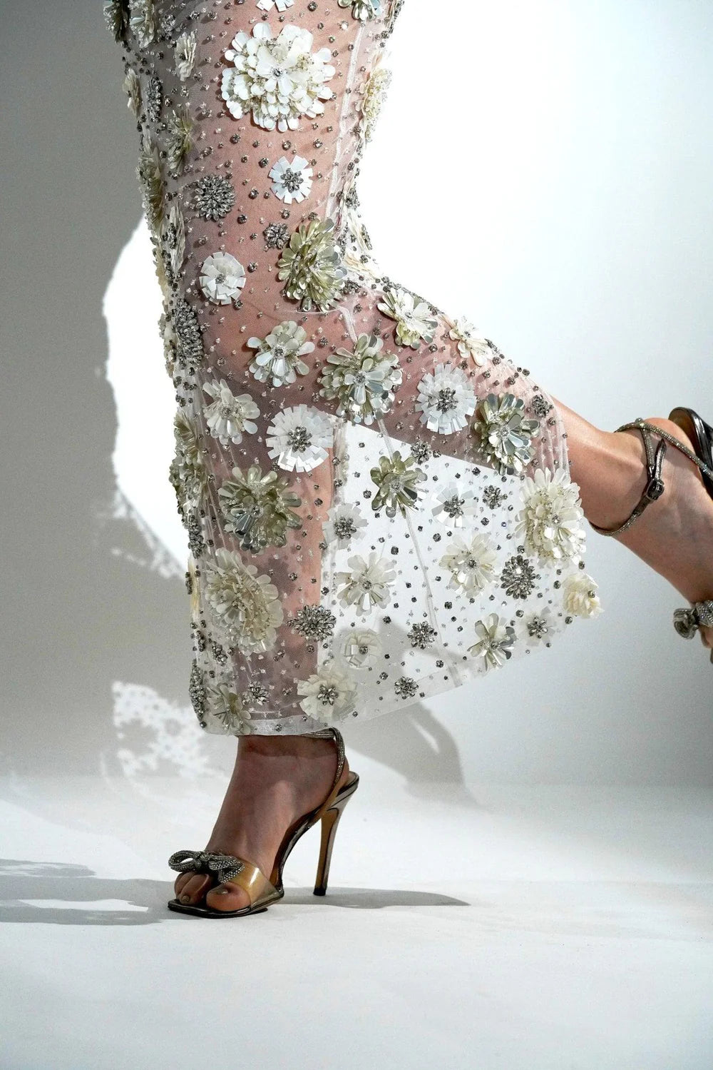 Charlotte White Floral Sequin Maxi Dress