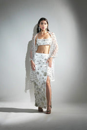 Charlotte White Floral Sequin Maxi Co-ord Set