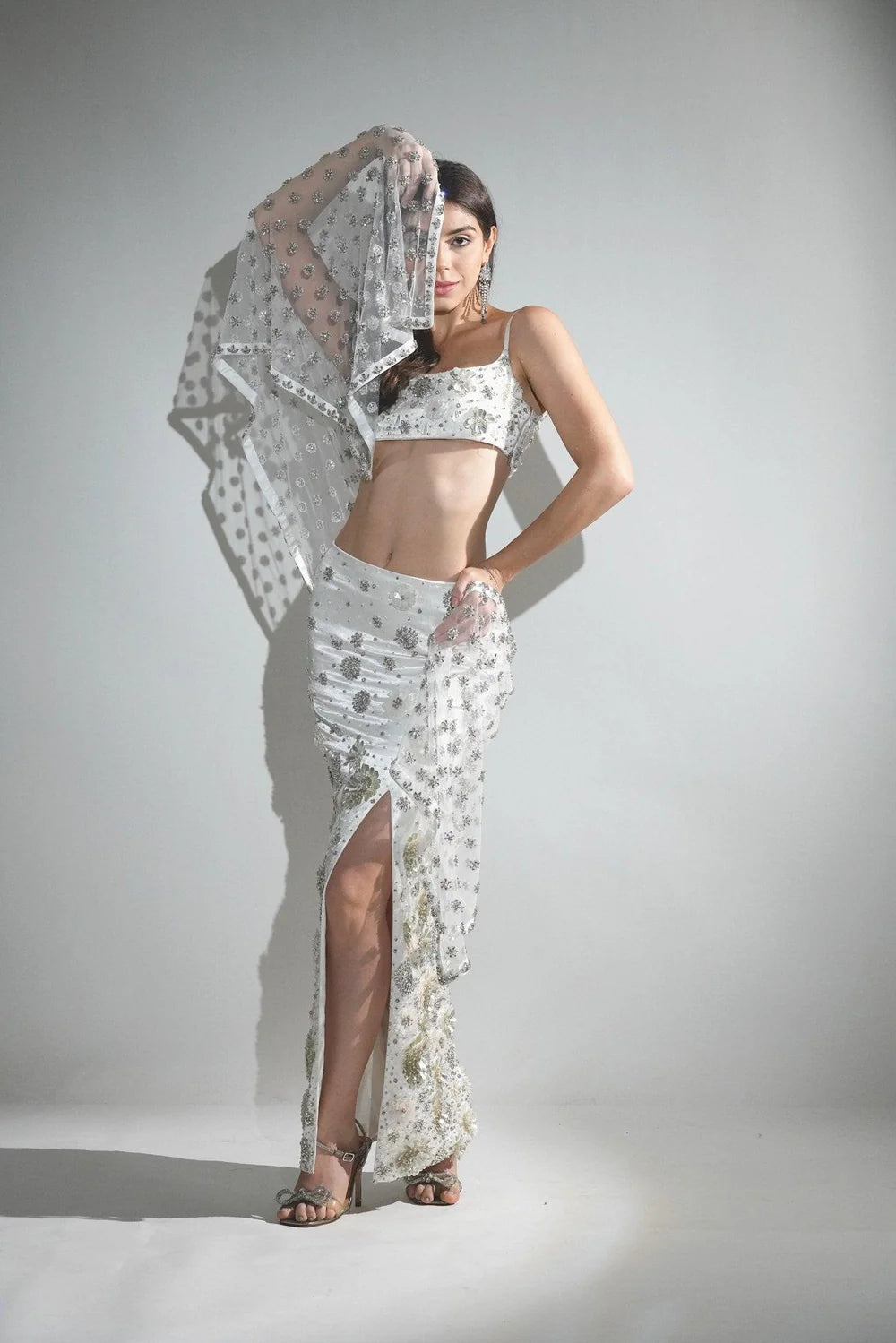 Charlotte White Floral Sequin Maxi Co-ord Set