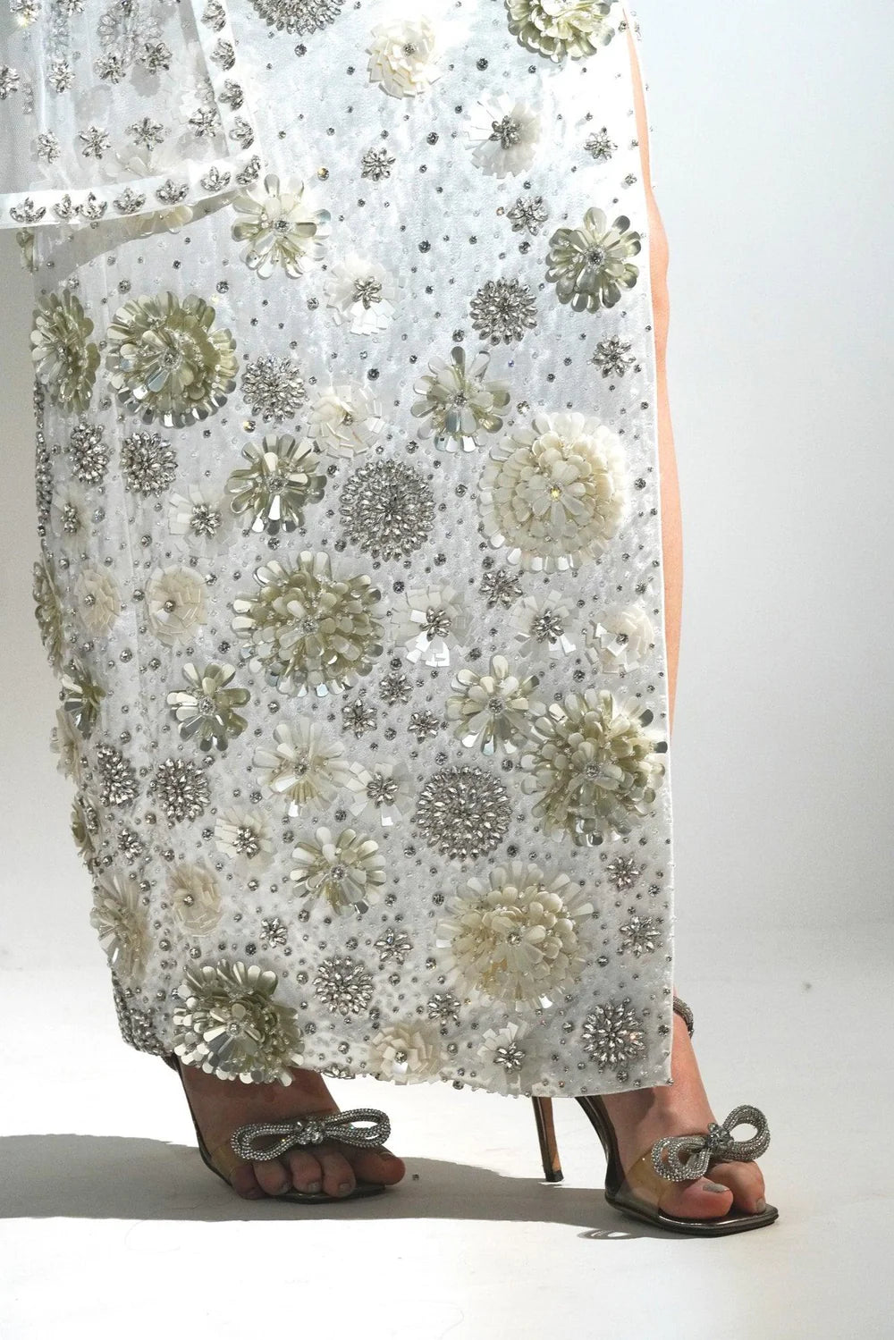 Charlotte White Floral Sequin Maxi Co-ord Set