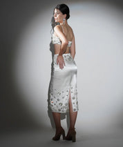 Charlotte White Floral Sequin Midi Skirt