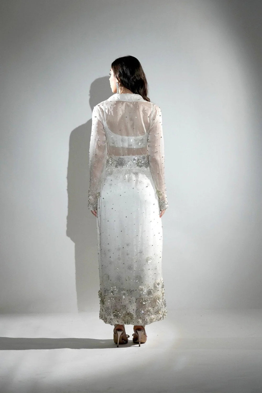 Charlotte White Floral Sequin Trench Co-ord Set