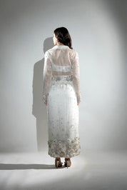 Charlotte White Floral Sequin Trench Co-ord Set