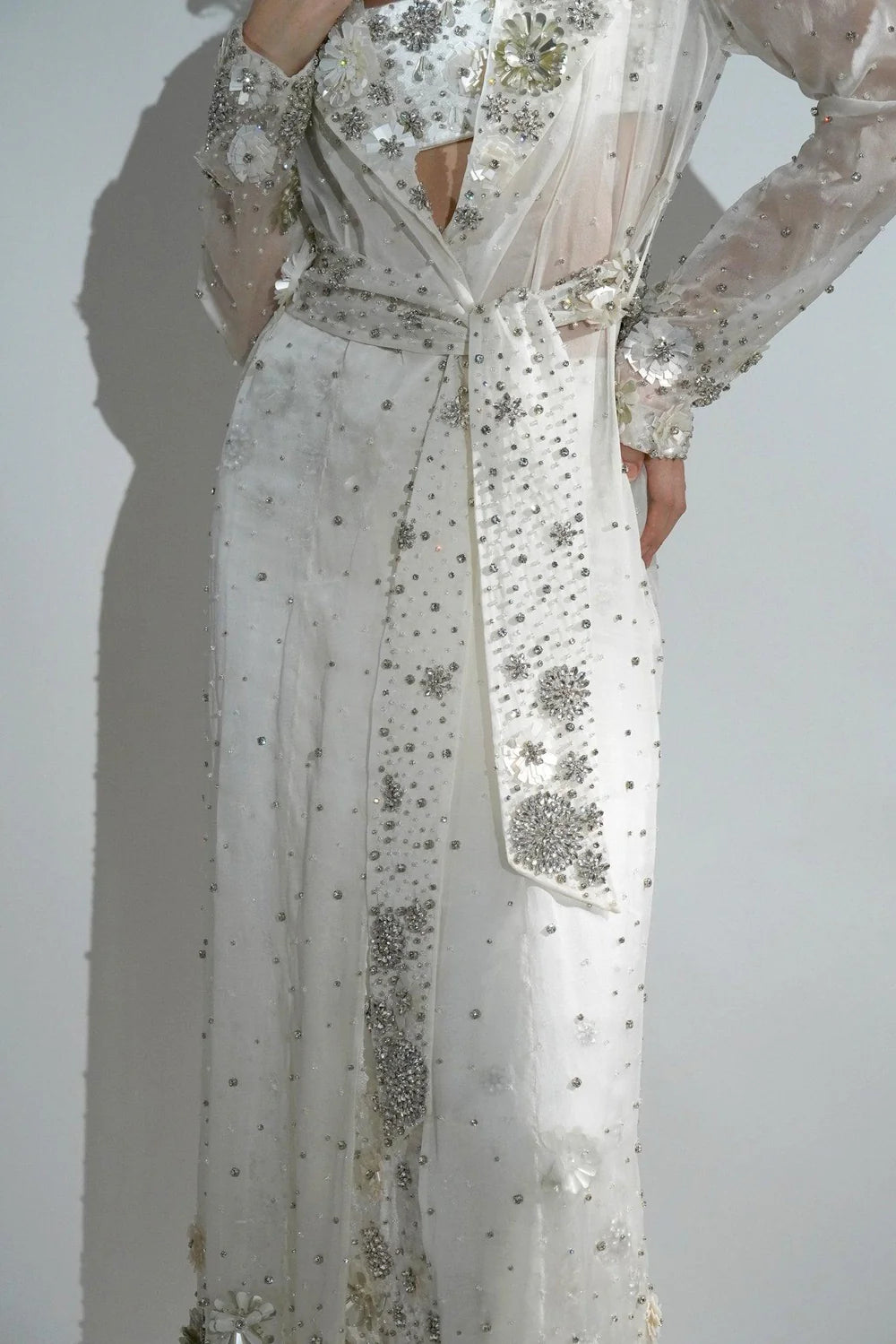 Charlotte White Floral Sequin Trench Co-ord Set