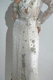 Charlotte White Floral Sequin Trench Co-ord Set