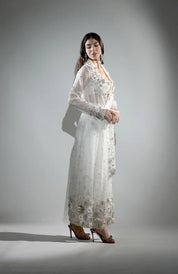 Charlotte White Floral Sequin Trench Coat