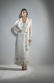 Charlotte White Floral Sequin Trench Coat