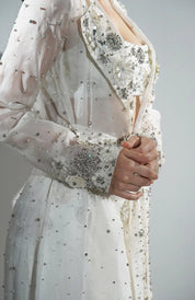 Charlotte White Floral Sequin Trench Coat