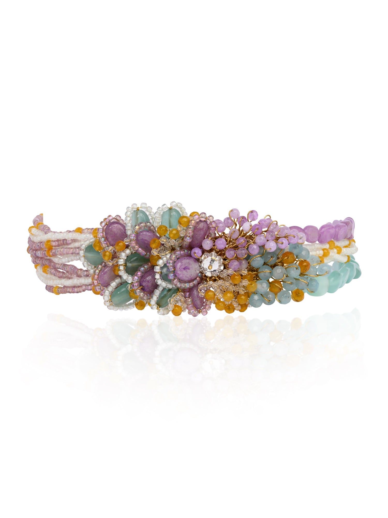 Colourful Stone Neckpiece For Haldi Mehendi Wedding