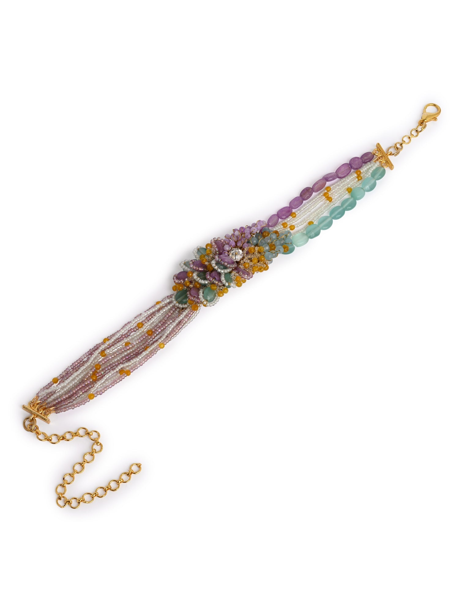 Colourful Stone Neckpiece For Haldi Mehendi Wedding