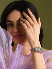 Gold Plated Colourful Stone Adjustable Bracelet For Weddings
