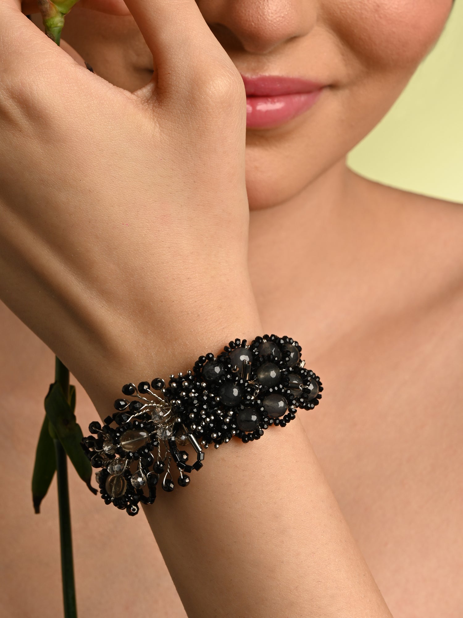 Black And Grey Cocktail Adjustable Handmade Bracelet For Women
