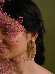 Colourful Stones Small Hanging Wedding Earrings