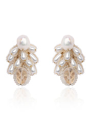 White Pearl Drop Pearl Triangle Earrings