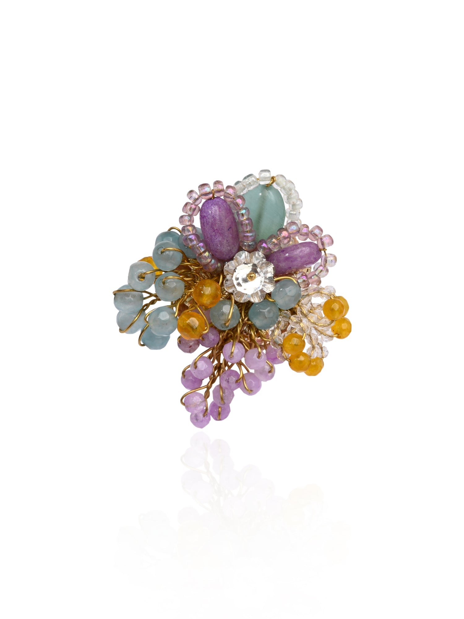 Adjustable Colourful Stone Finger Ring For Women