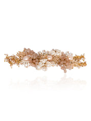 Gold Plated White Pearl Peach Stone Modern Choker Set Of 4