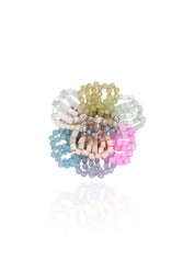 Pearl Necklace With Colourful Crystal Flower Bunch Pendant Earrings Bracelet Ring