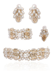 White Pearl And Stone Butterfly Choker Set Of 4 Engagement Trendy Jewelry