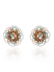 Multicolour Flower Pearl Beaded Stone Choker Earrings Ring & Bracelet