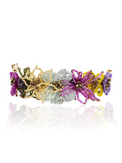 Colourful Crystal Classic Floral Choker Set Of 4 Gold Plated