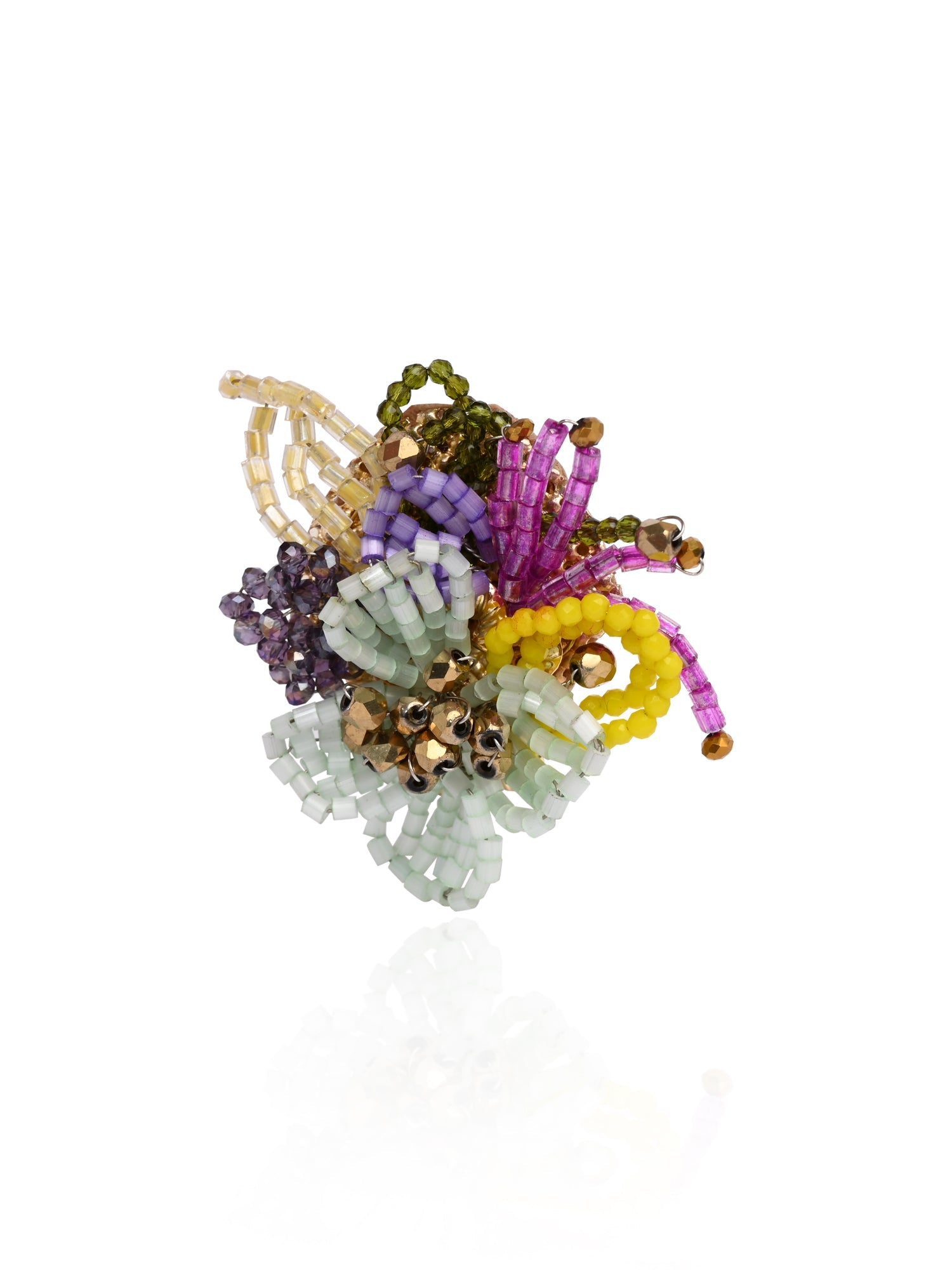 Colourful Crystal Classic Floral Choker Set Of 4 Gold Plated