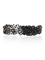Jet Black Stone Crytal Silver Plated Cocktail Choker Necklace Set Of 4
