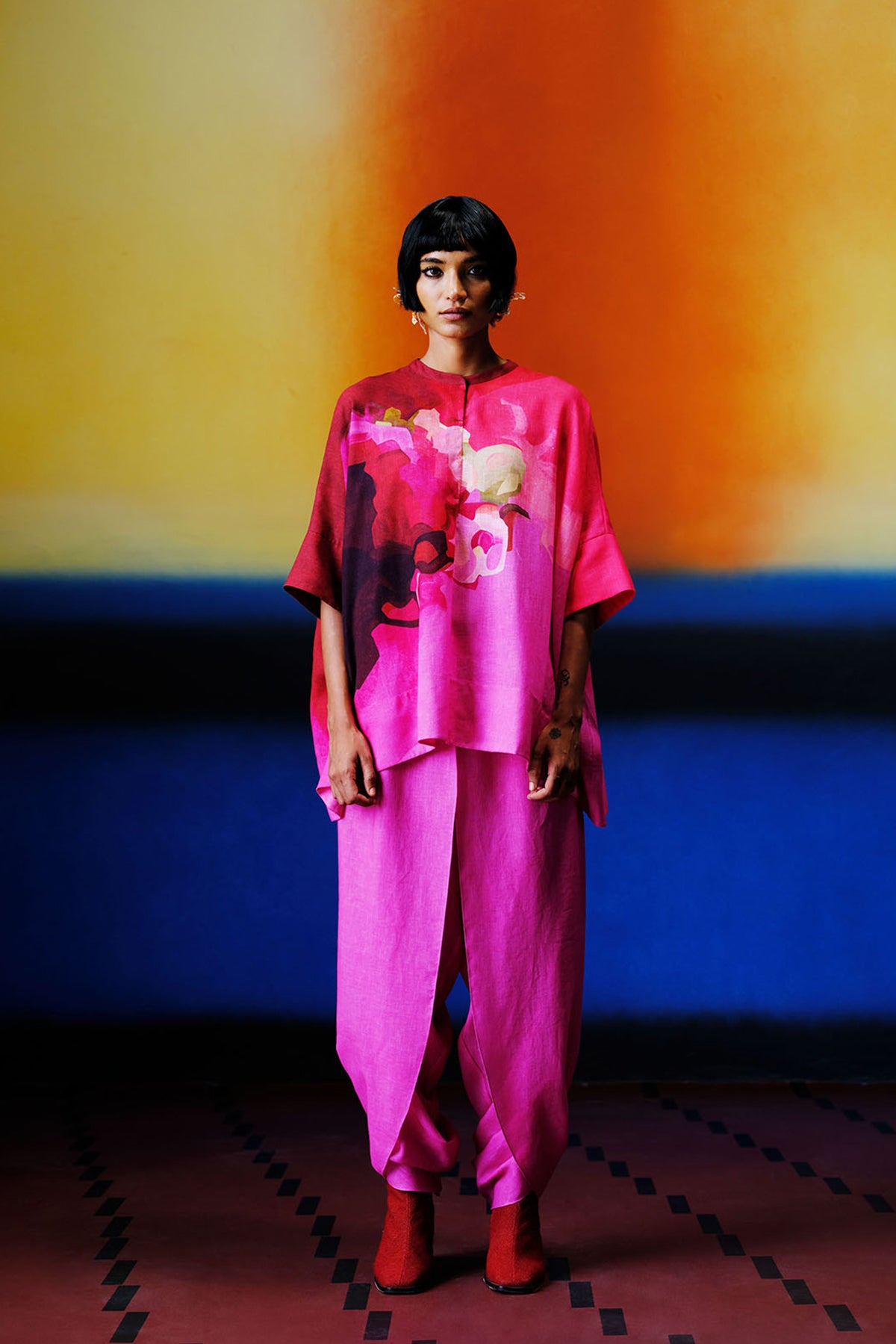Diffuse Fuchsia Pink Kurta Set