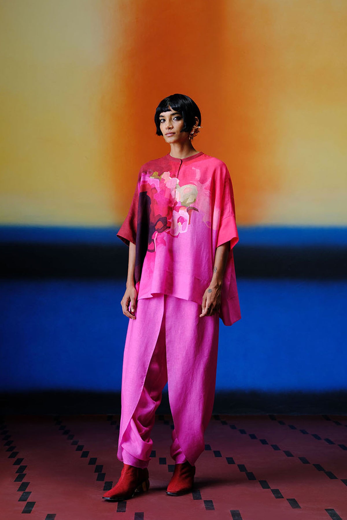 Diffuse Fuchsia Pink Kurta Set