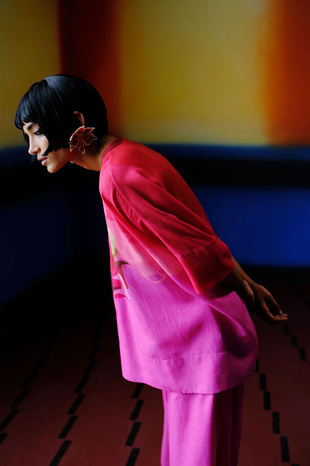 Diffuse Fuchsia Pink Kurta Set