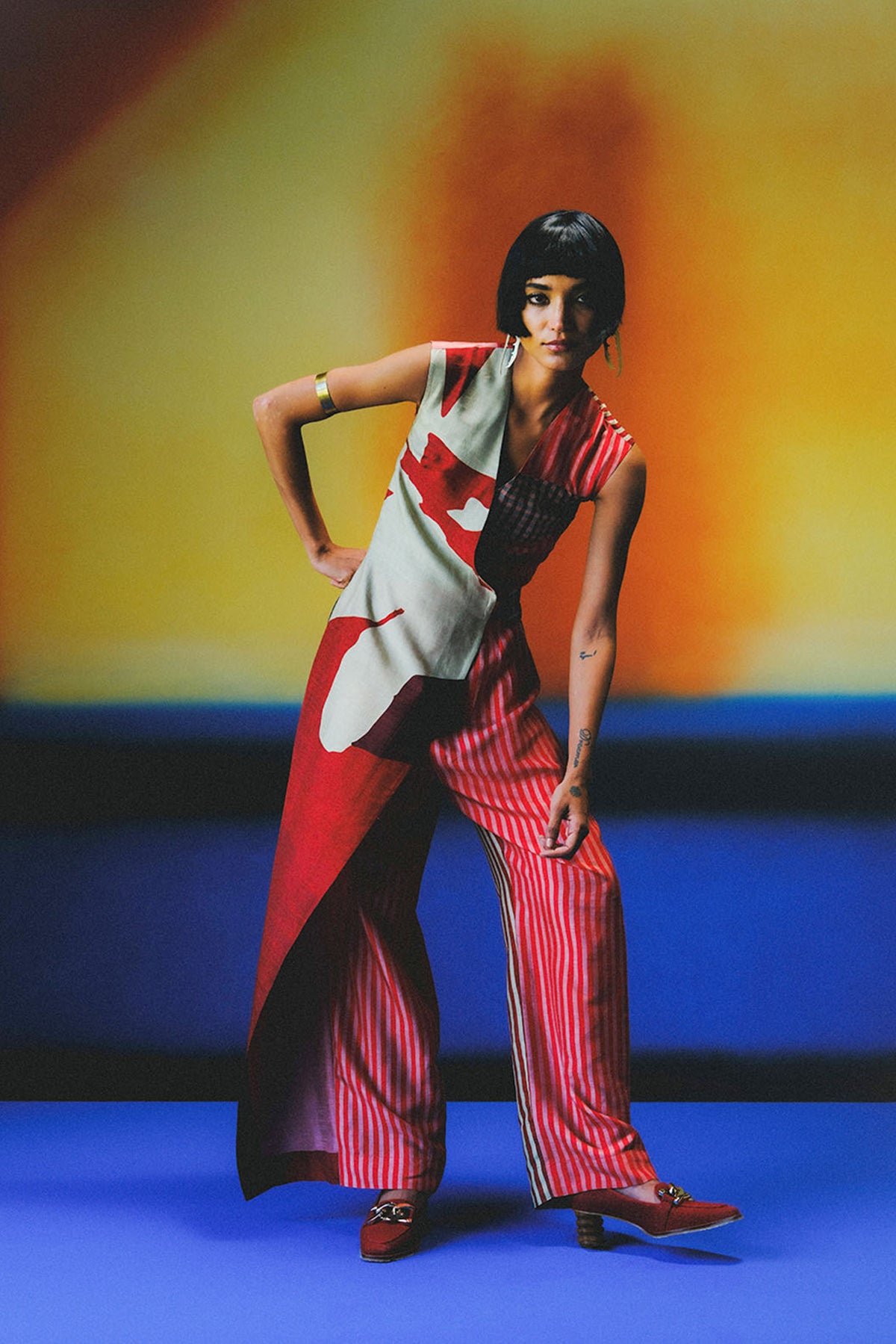 Floro Deep Red & Maroon Jumpsuit