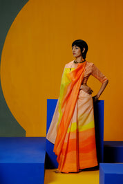 Diffuse Orange Red Kurta Set