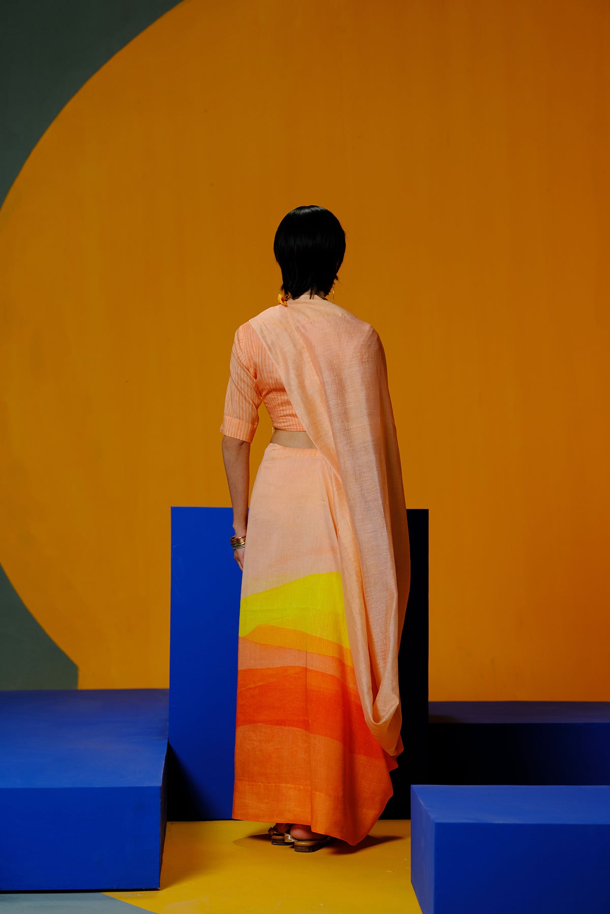 Diffuse Orange Red Kurta Set