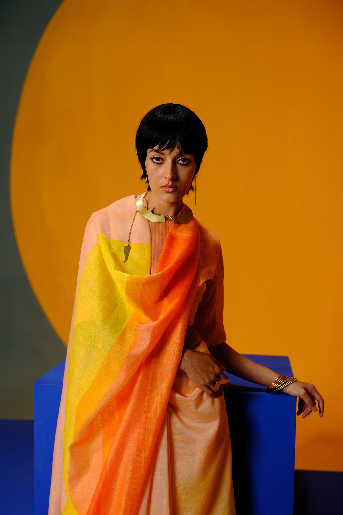 Diffuse Orange Red Kurta Set