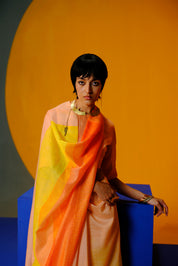 Diffuse Orange Red Kurta Set