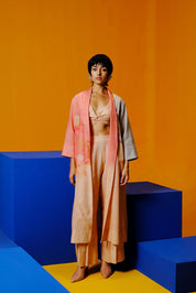 Diffuse Peach & Grey Jacket Set