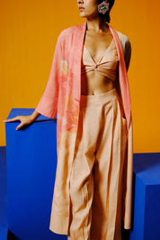 Diffuse Peach & Grey Jacket Set