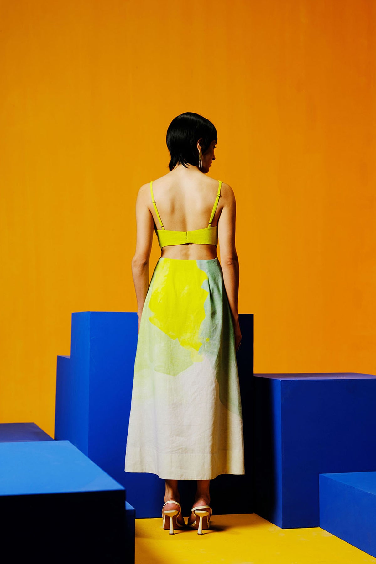 Diffuse Neon Blue & Green Cutout Dress